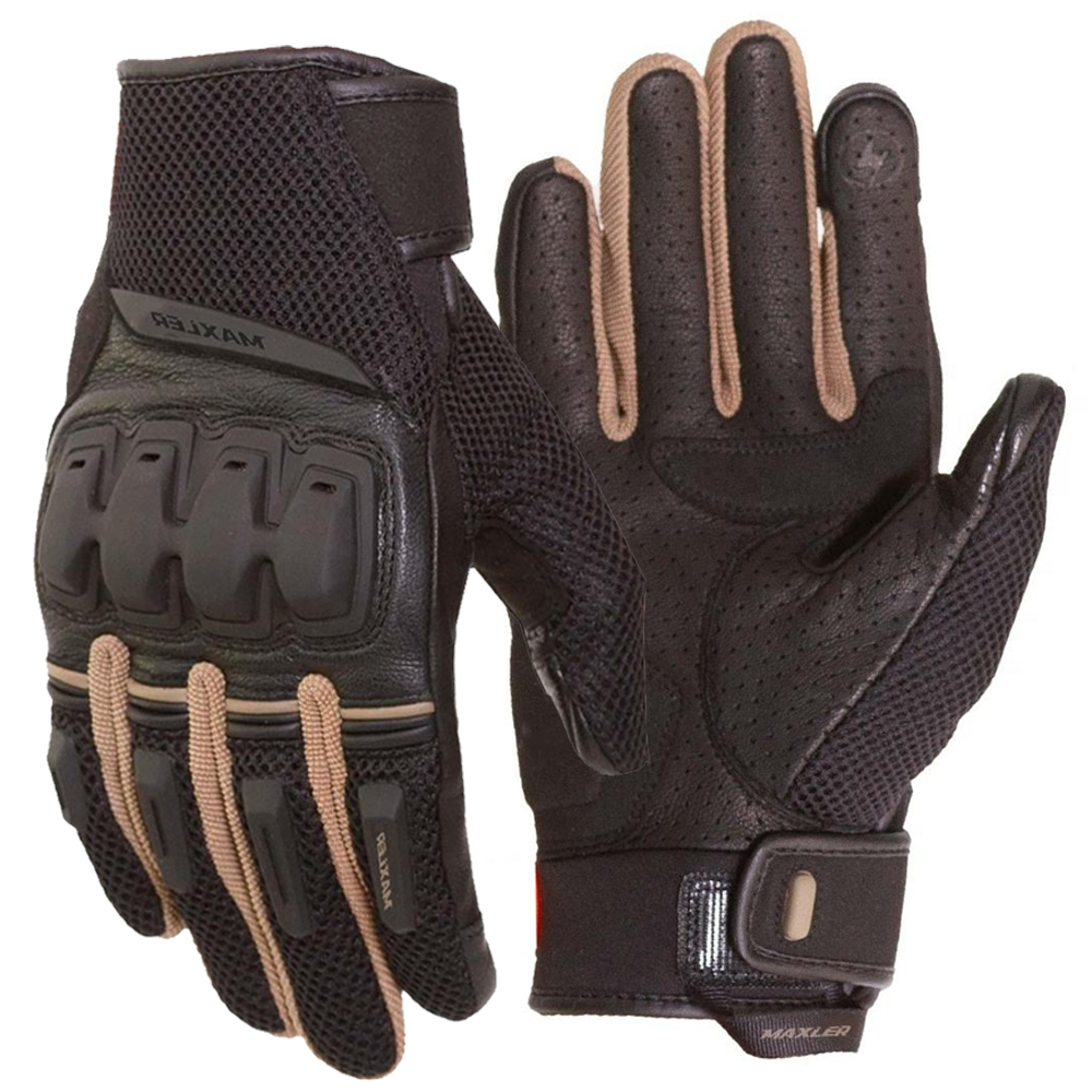 ECLIPSE leather motorcycle gloves wholesale perforated leather air mesh riding gloves Maxler Motosport