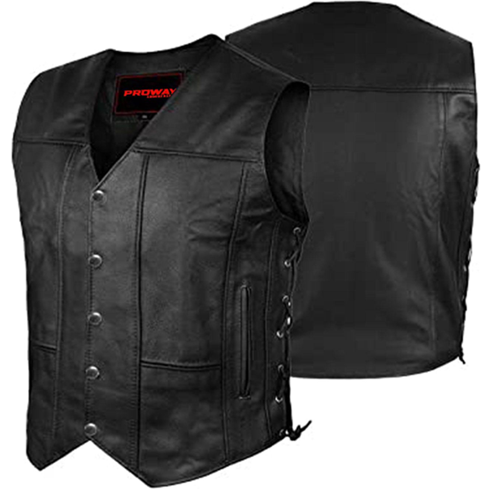 Motorcycle leather riding vest for bikers