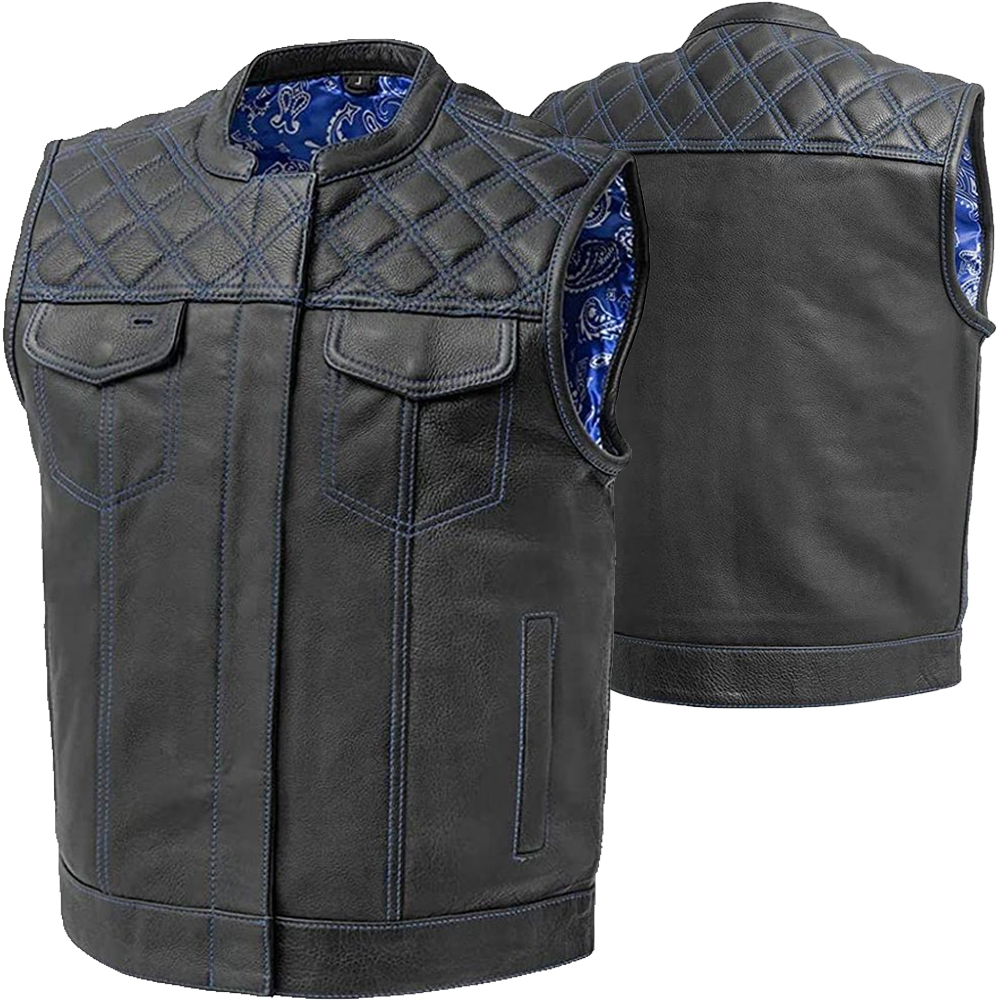 Motorcycle leather riding vest for bikers