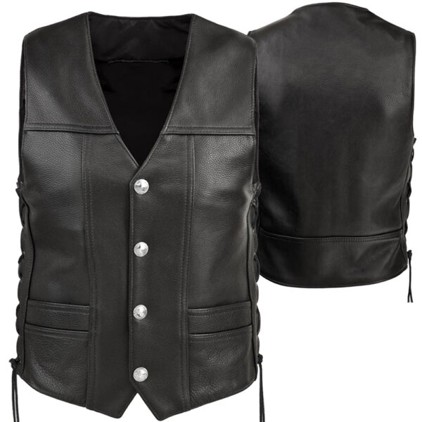Motorcycle leather riding vest for bikers